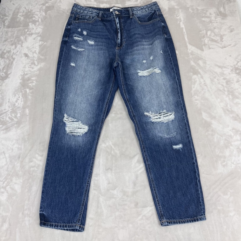 Kancan Jeans Womens 13/30 Denim Beatrice Ultra High Rise Boyfriend Distressed